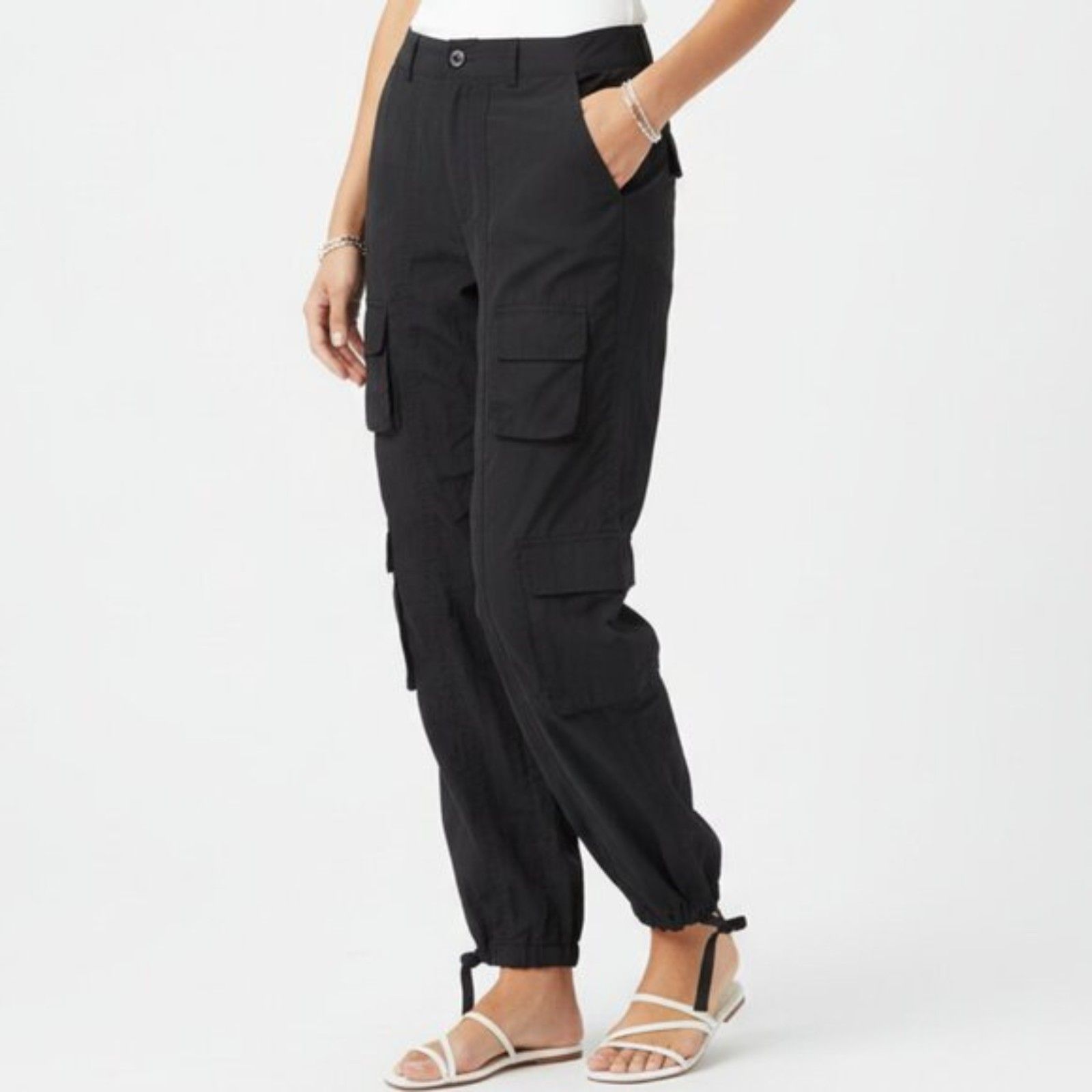 Harper & Ivy Black Cargo Pants New M